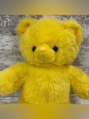 Vintage Yellow Bear Large Plush Stuffed Animal 20 Inch Soft Bear Fairview